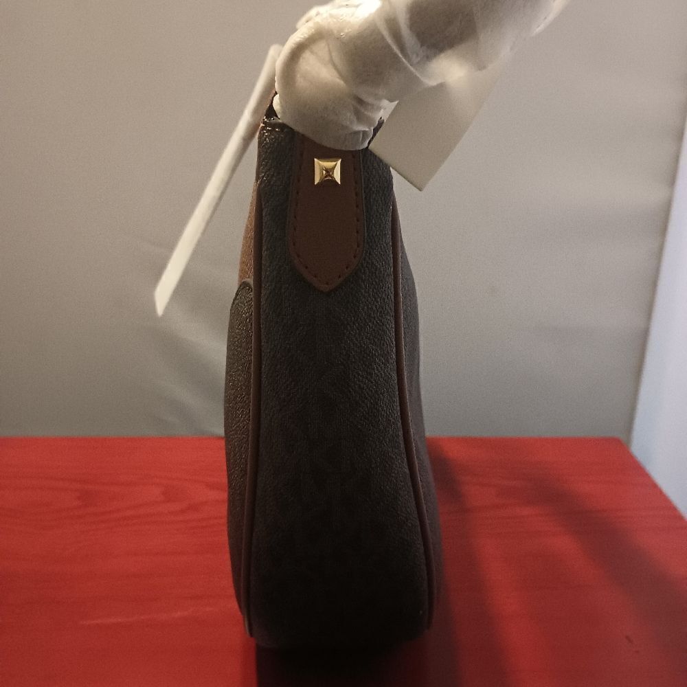 👑👜🔥MK MICHAEL KORS DOVER LG HALF-MOON HOBO PEBBLED LEATHER SHOULDER BAG POPPY - Picture 6 of 10